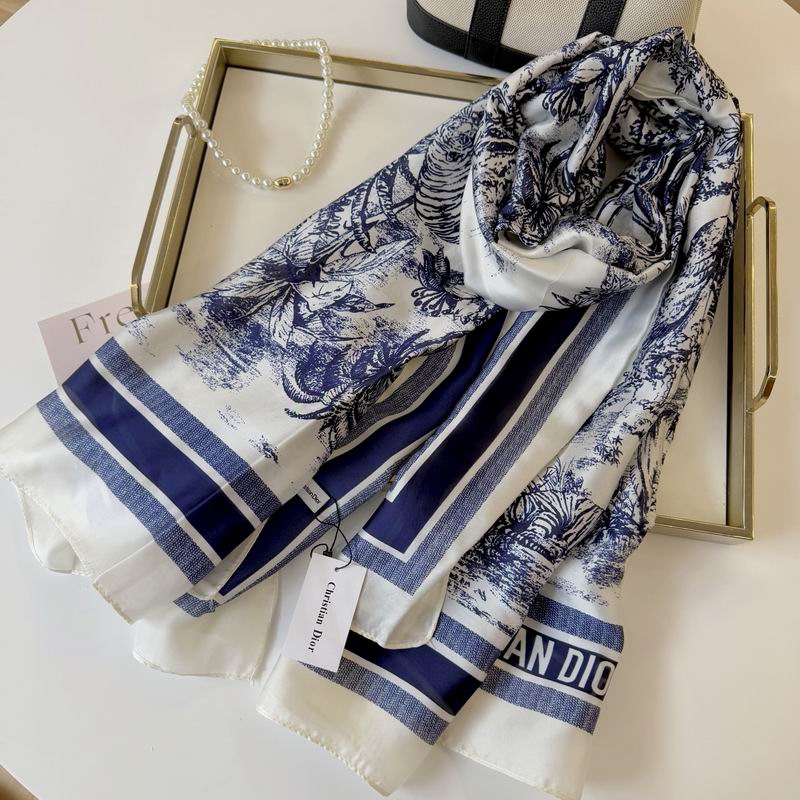 Dior silk scarf 90-180cm E48 (11)