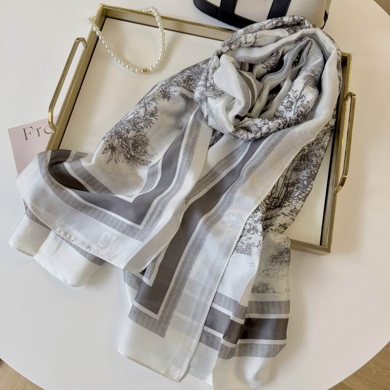 Dior silk scarf 90-180cm E48 (14)
