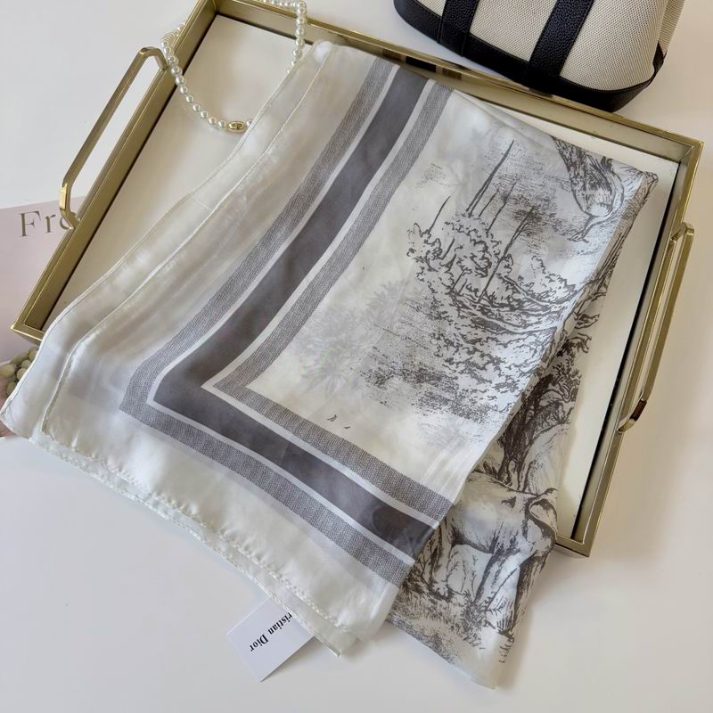 Dior silk scarf 90-180cm E48 (15)