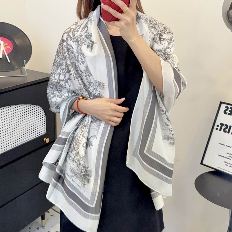 Dior silk scarf 90-180cm E48 (18)