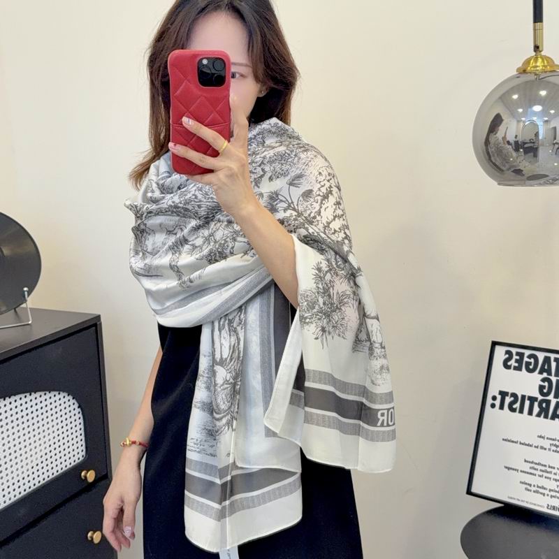 Dior silk scarf 90-180cm E48 (20)