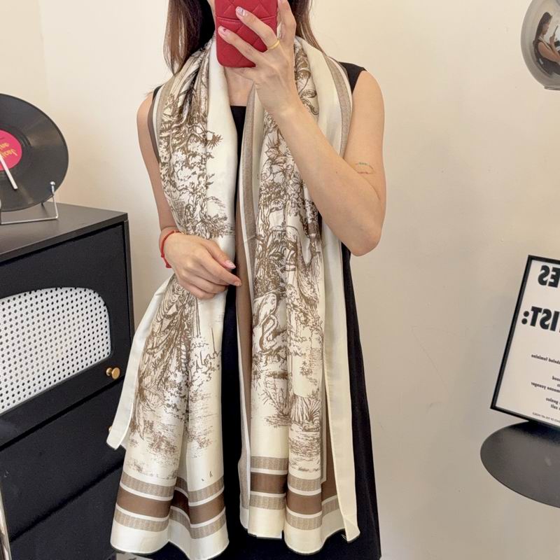 Dior silk scarf 90-180cm E48 (22)
