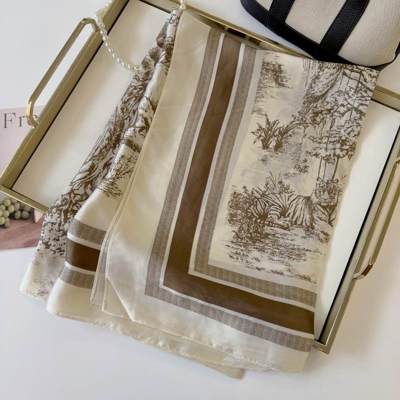 Dior silk scarf 90-180cm E48 (25)