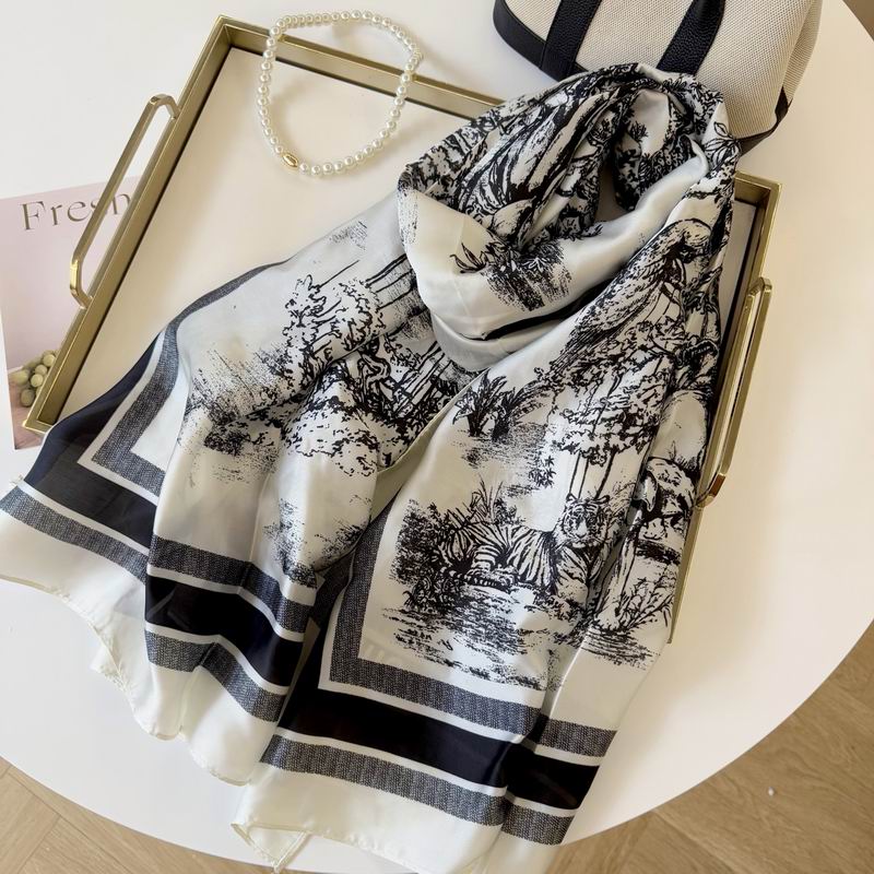 Dior silk scarf 90-180cm E48 (3)