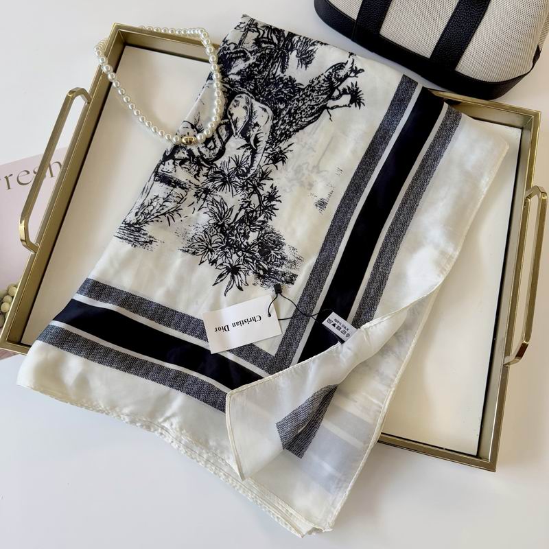 Dior silk scarf 90-180cm E48 (4)