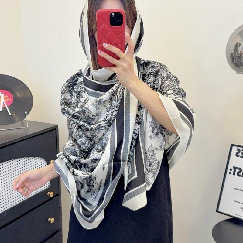 Dior silk scarf 90-180cm E48 (5)