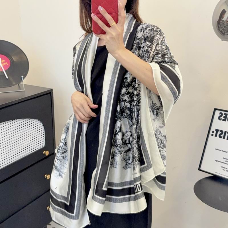 Dior silk scarf 90-180cm E48 (6)