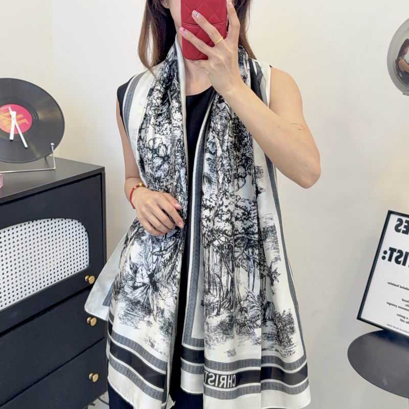 Dior silk scarf 90-180cm E48 (7)