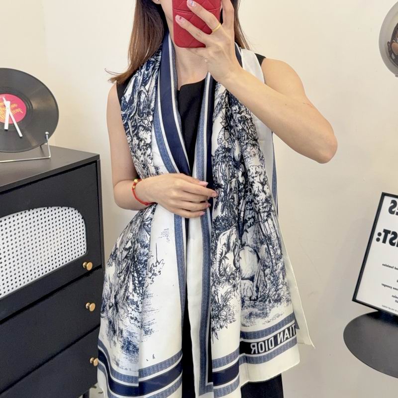 Dior silk scarf 90-180cm E48 (8)