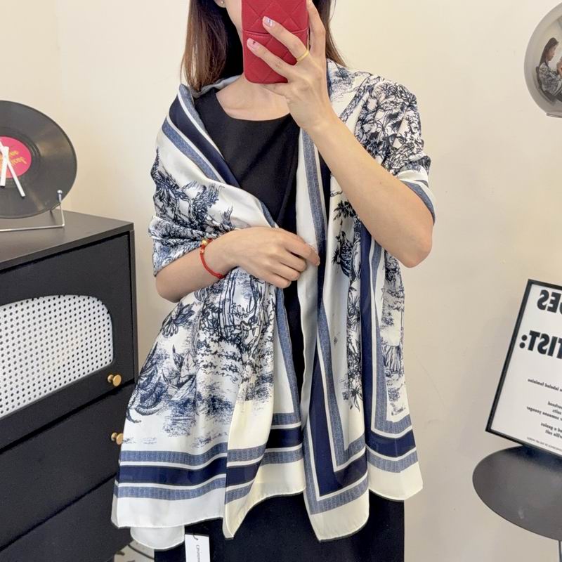 Dior silk scarf 90-180cm E48 (9)