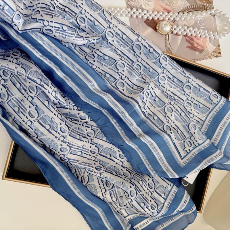 Dior silk scarf 90-180cm E54 (15)