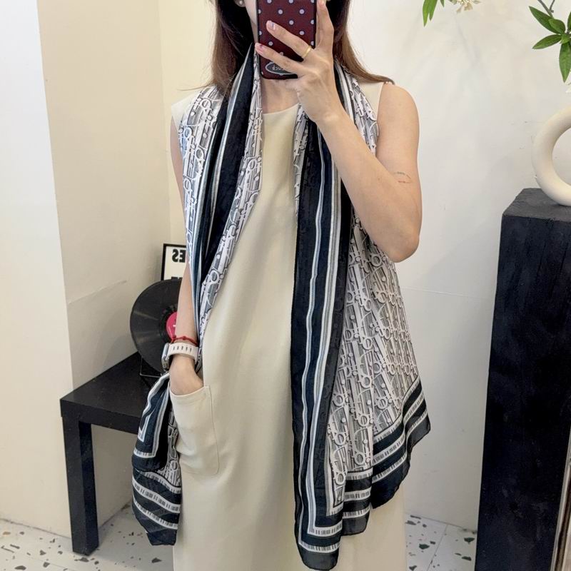 Dior silk scarf 90-180cm E54 (6)