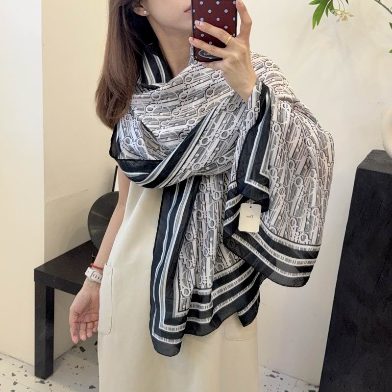 Dior silk scarf 90-180cm E54 (7)