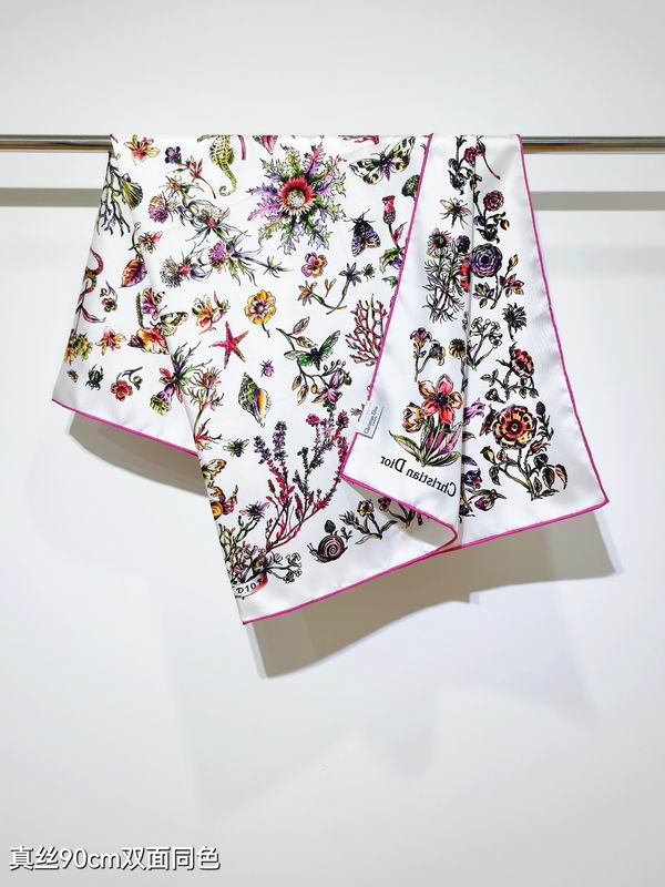 Dior silk scarf 90X90cm E02 (12)