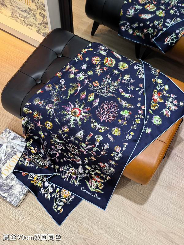 Dior silk scarf 90X90cm E02 (7)