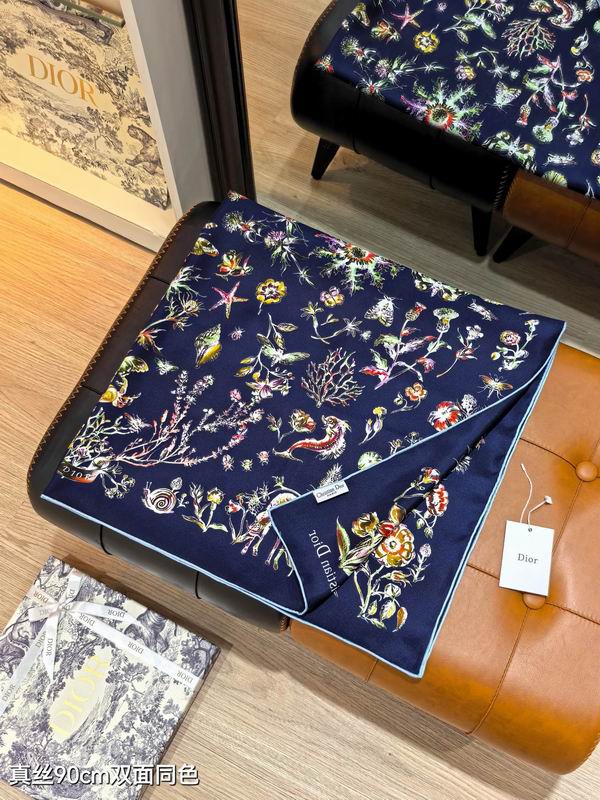 Dior silk scarf 90X90cm E02 (8)