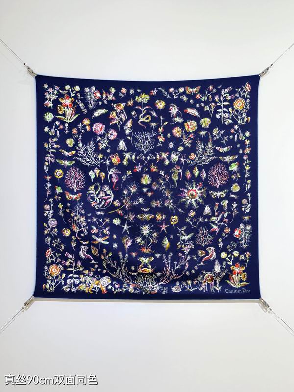Dior silk scarf 90X90cm E02 (9)