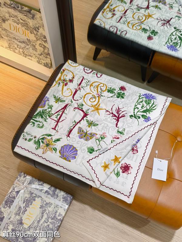 Dior silk scarf 90X90cm E60 (16)