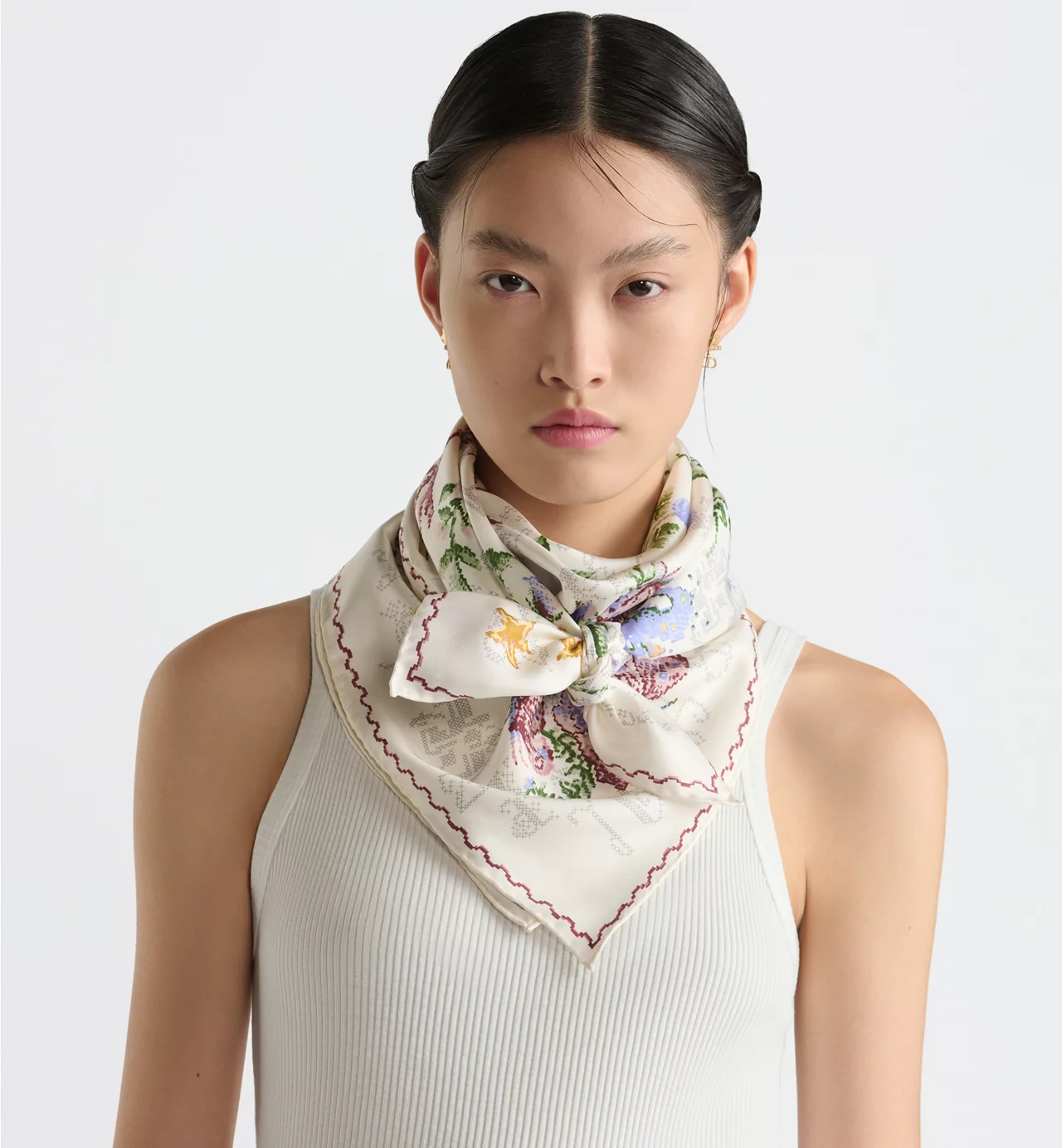 Dior silk scarf 90X90cm E60 (18)