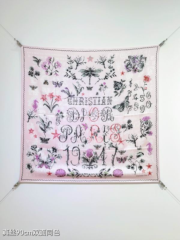 Dior silk scarf 90X90cm E60 (9)