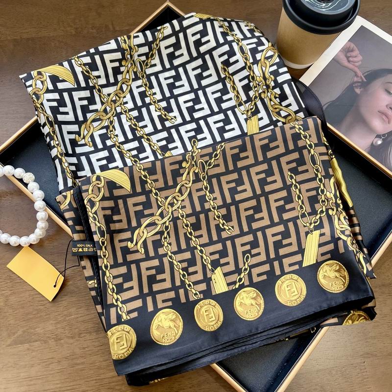 Fendi silk scarf 90-180cm E29 (1)