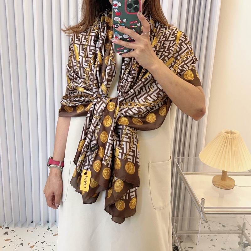 Fendi silk scarf 90-180cm E29 (15)