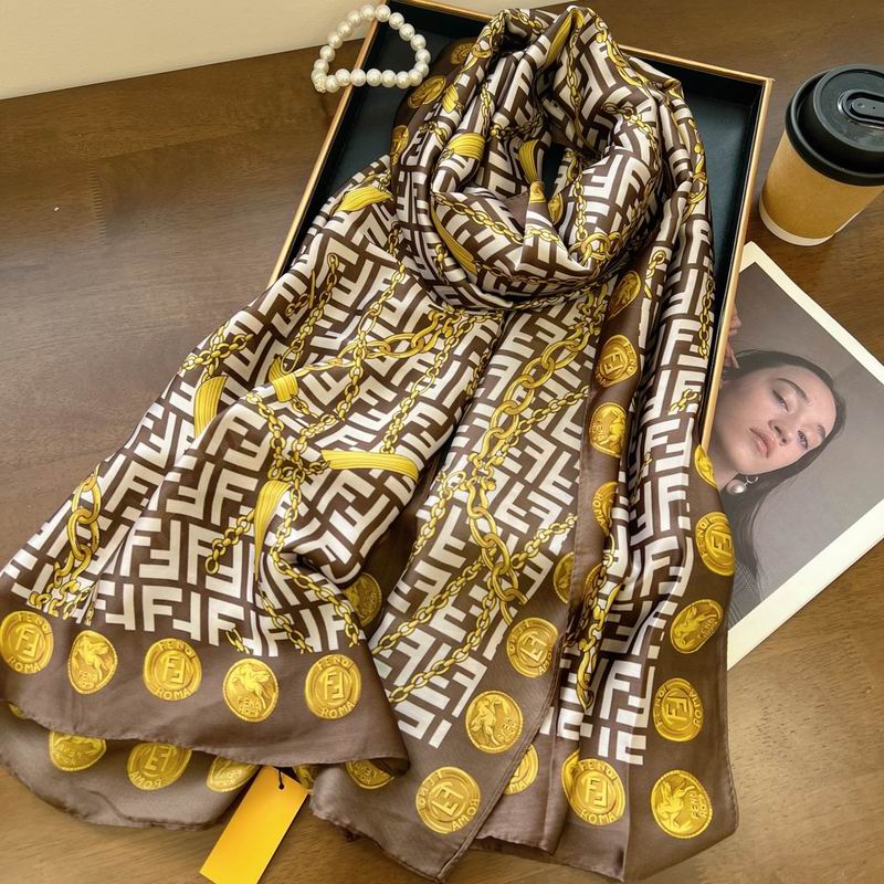 Fendi silk scarf 90-180cm E29 (18)