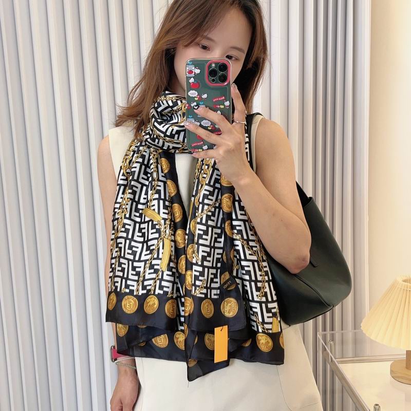 Fendi silk scarf 90-180cm E29 (2)