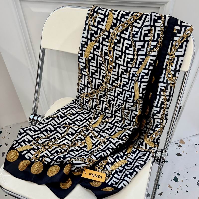 Fendi silk scarf 90-180cm E29 (4)