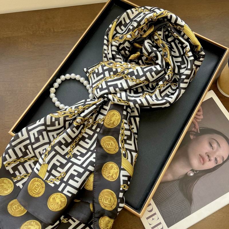 Fendi silk scarf 90-180cm E29 (6)