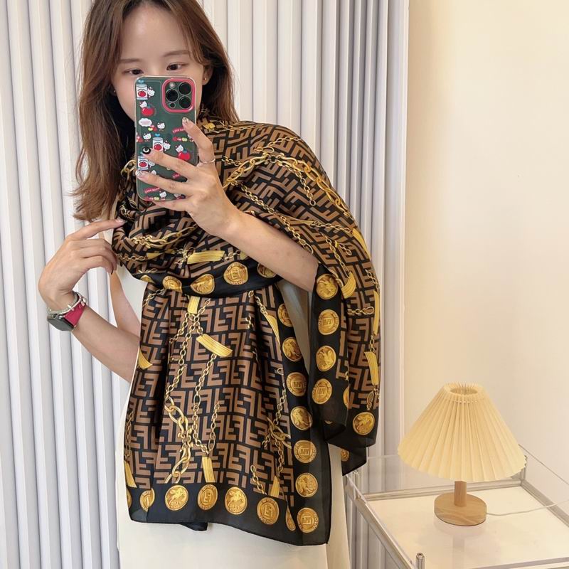 Fendi silk scarf 90-180cm E29 (8)