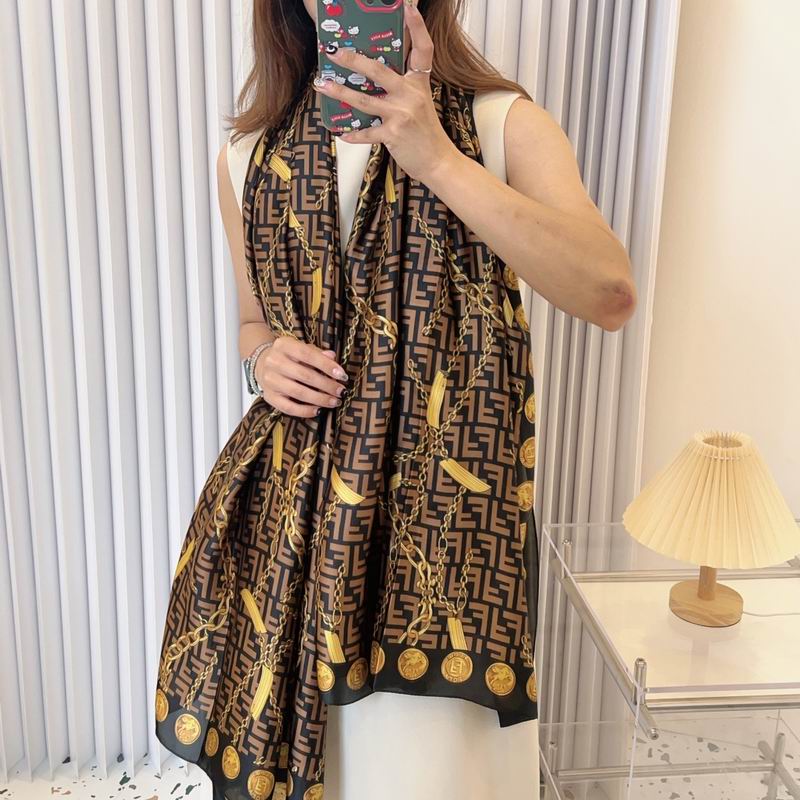 Fendi silk scarf 90-180cm E29 (9)