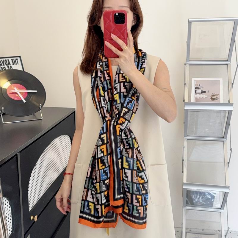 Fendi silk scarf 90-180cm E45 (11)