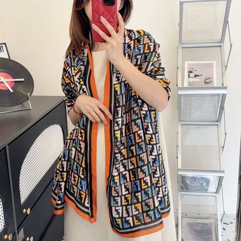 Fendi silk scarf 90-180cm E45 (12)