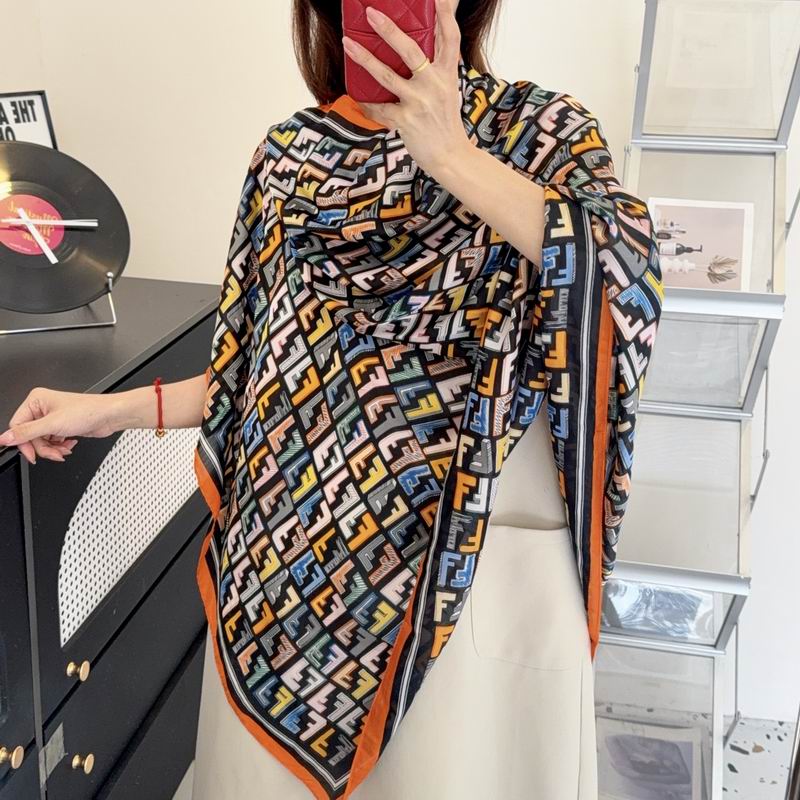 Fendi silk scarf 90-180cm E45 (13)