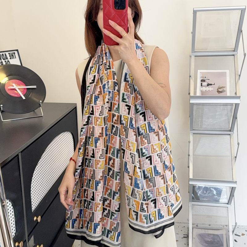Fendi silk scarf 90-180cm E45 (2)
