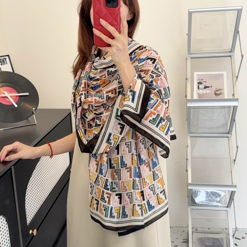 Fendi silk scarf 90-180cm E45 (3)