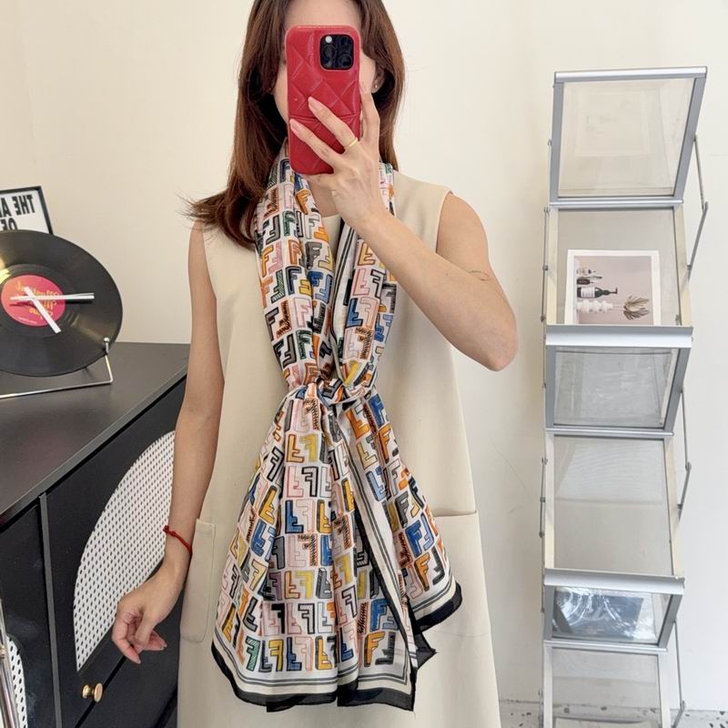 Fendi silk scarf 90-180cm E45 (4)