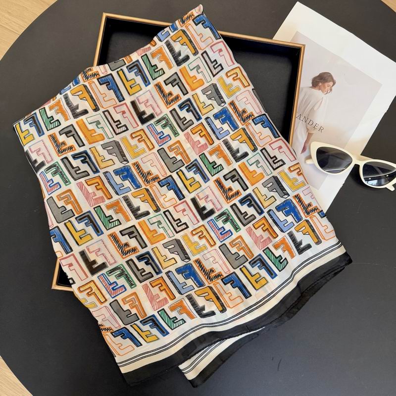 Fendi silk scarf 90-180cm E45 (6)