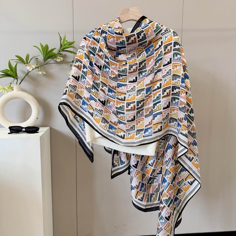 Fendi silk scarf 90-180cm E45 (7)