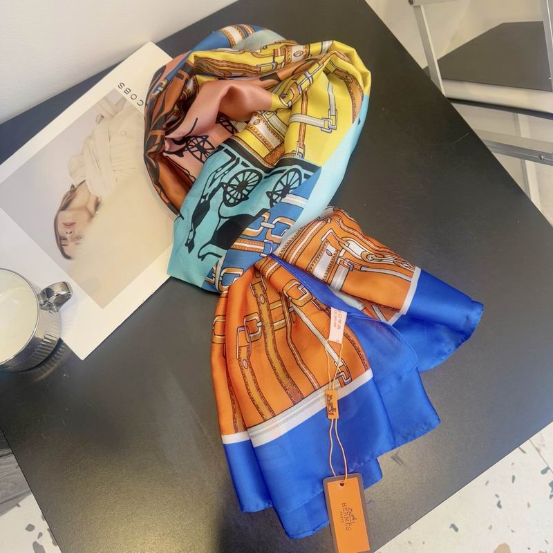 Hermes silk scarf 90-180cm E27 (9)