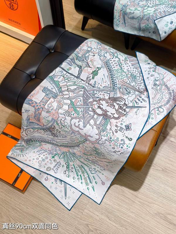 Hermes silk scarf 90X90cm E01 (26)