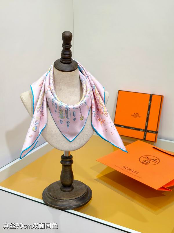Hermes silk scarf 90X90cm E01 (32)