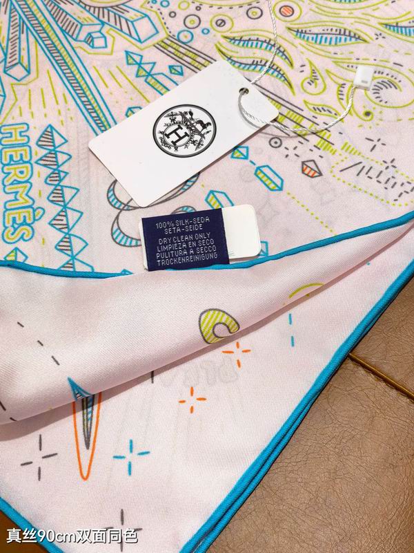 Hermes silk scarf 90X90cm E01 (34)