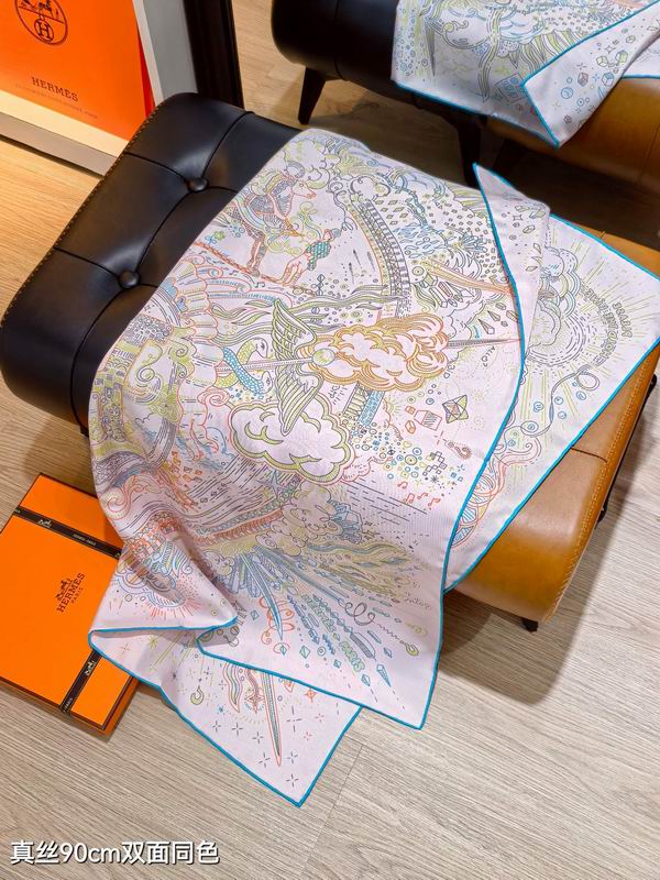 Hermes silk scarf 90X90cm E01 (36)