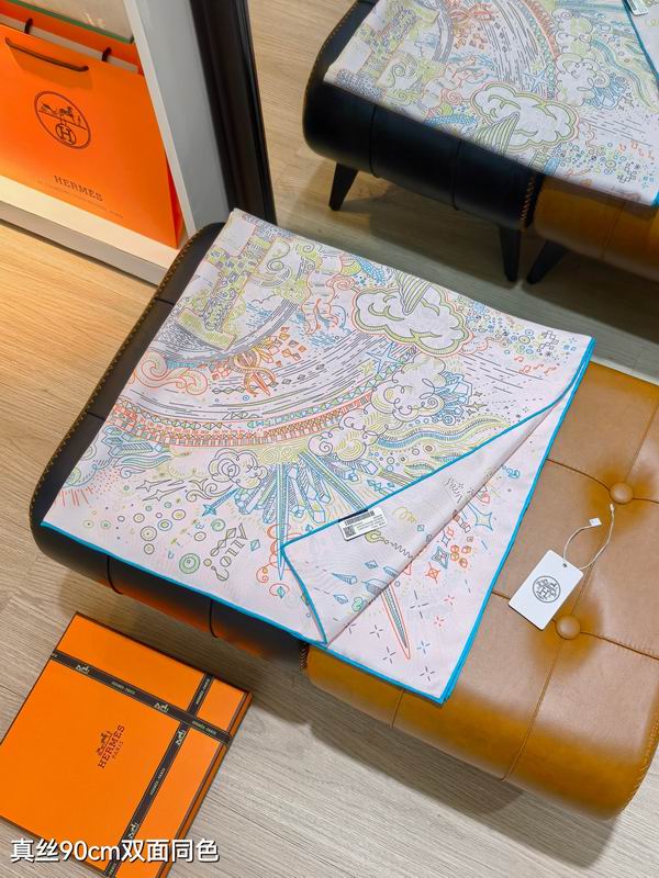 Hermes silk scarf 90X90cm E01 (47)