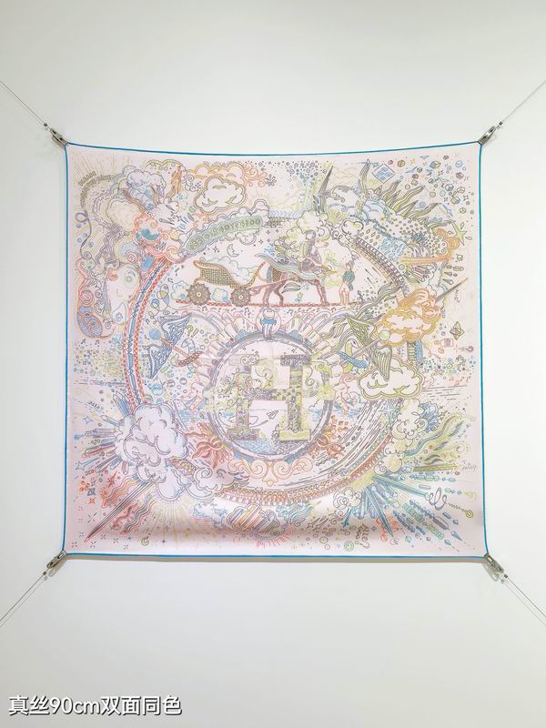 Hermes silk scarf 90X90cm E01 (48)