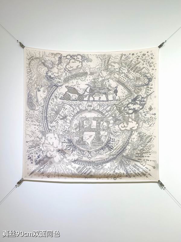 Hermes silk scarf 90X90cm E01 (8)