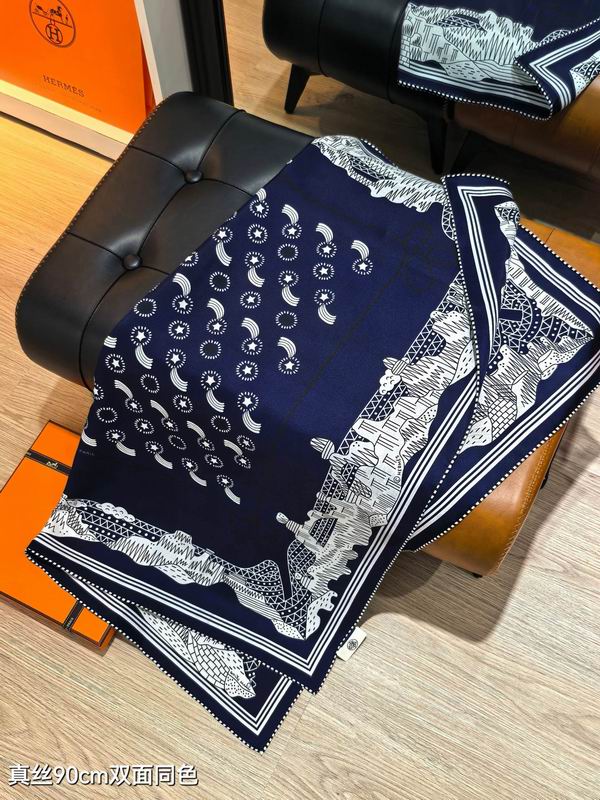 Hermes silk scarf 90X90cm E02 (16)