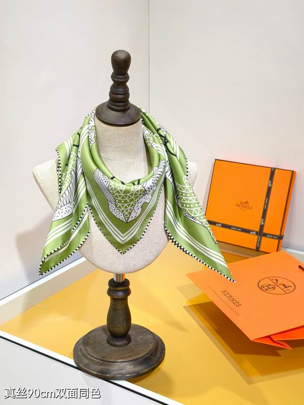 Hermes silk scarf 90X90cm E02 (21)